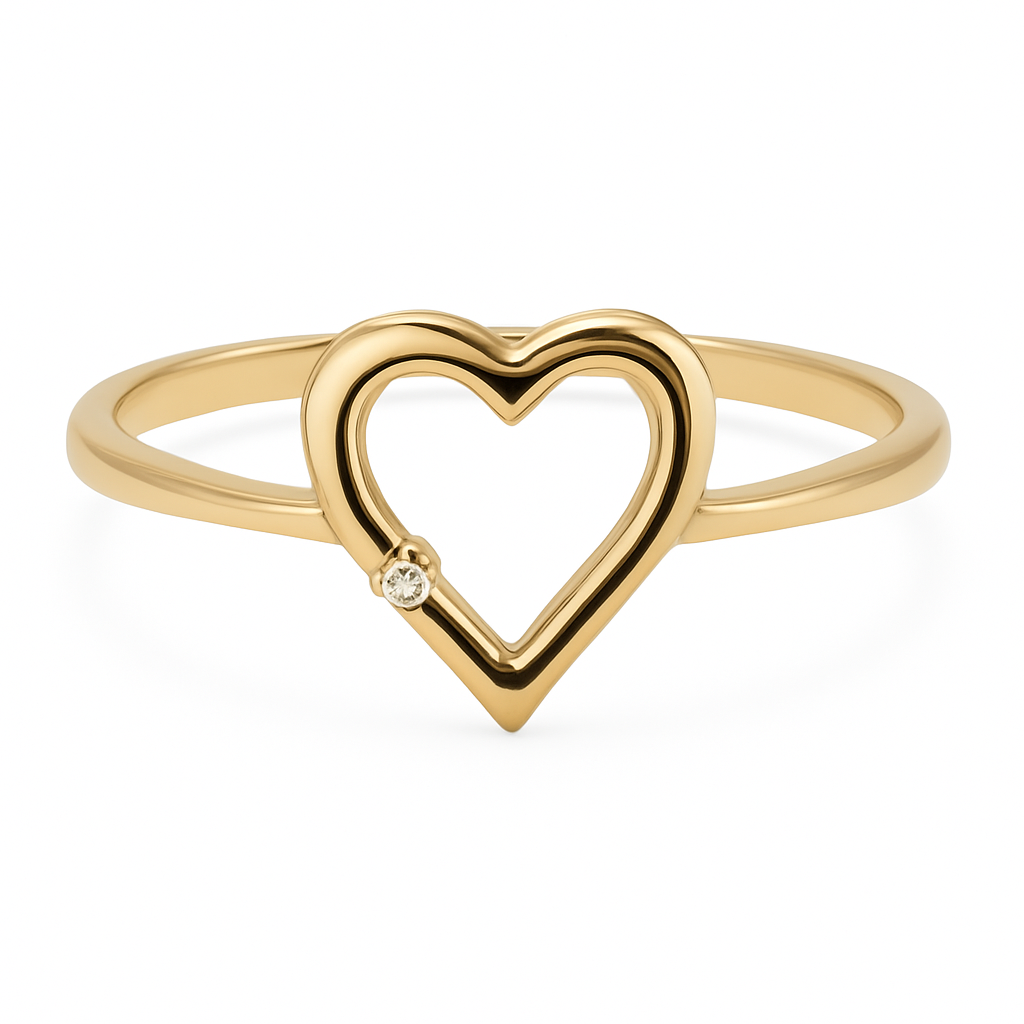 Golden Heart with Diamond Accent